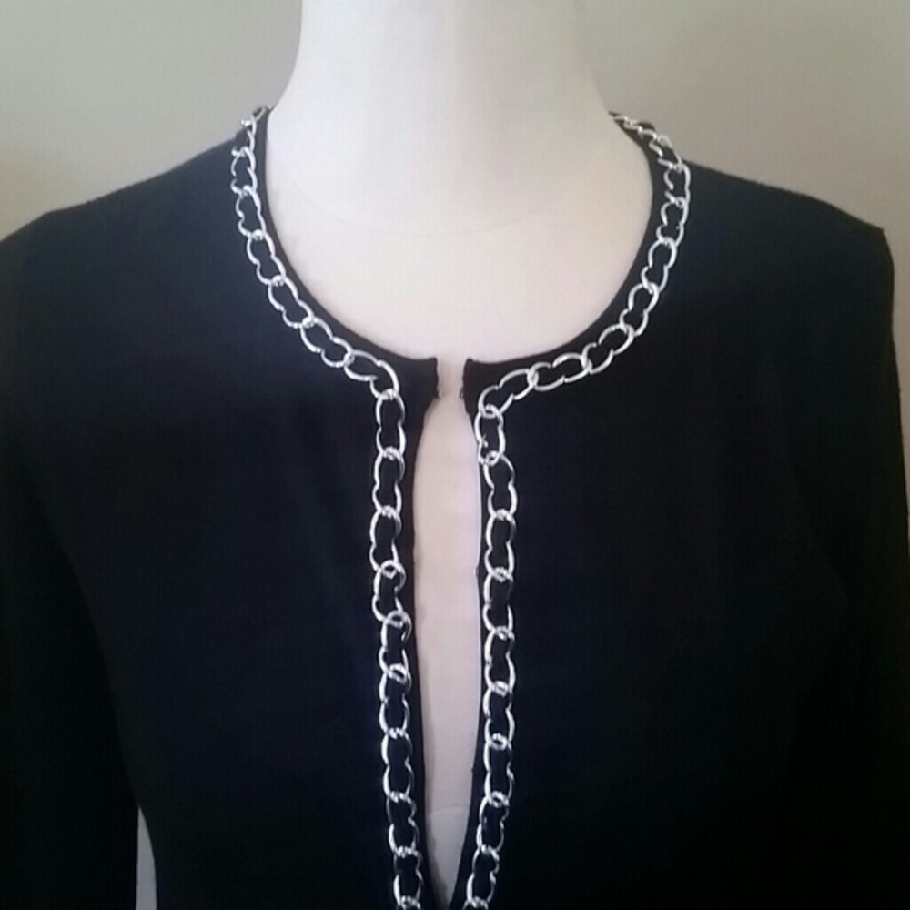 Beautiful black cardigan with chain accent